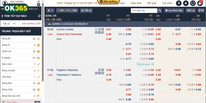 Hệ thống kèo tại OK365 được thiết kế để phù hợp với mọi đối tượng